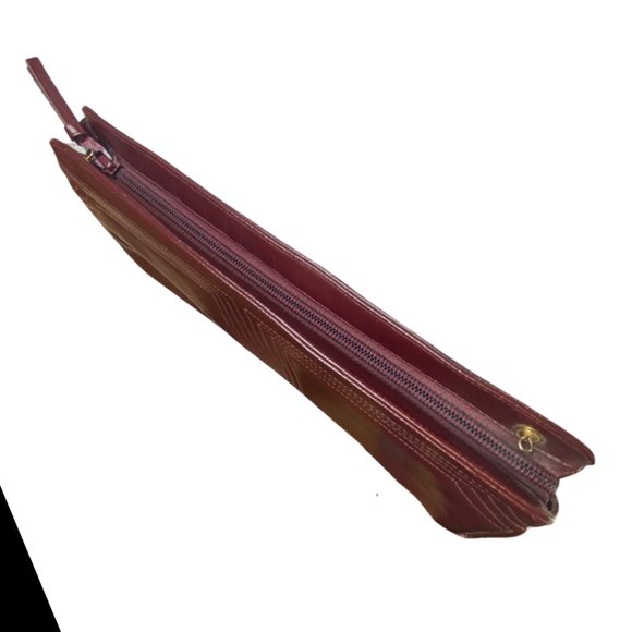 VINTAGE LOU TAYLOR Faux Leather Mahogany Crossbody Clutch Handbag - Picture 4 of 6